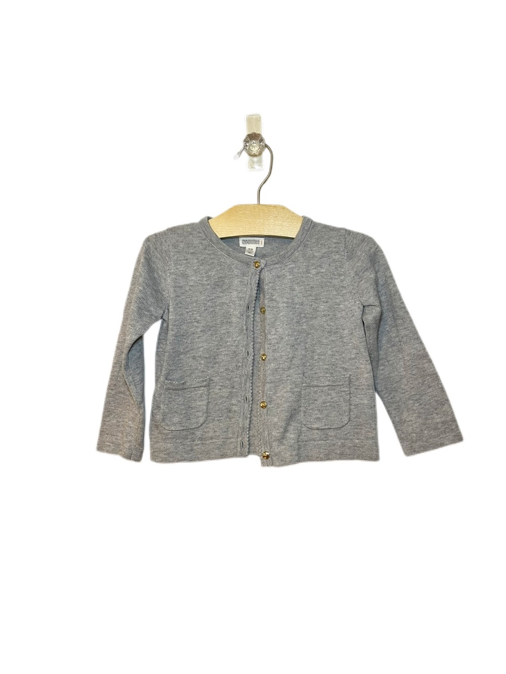 Gymboree 18-24m Baby Grey Sweater Cardigan with Gold Buttons
